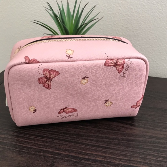 Coach Small Boxy Cosmetic Case w Butterfly Print - Picture 2 of 6